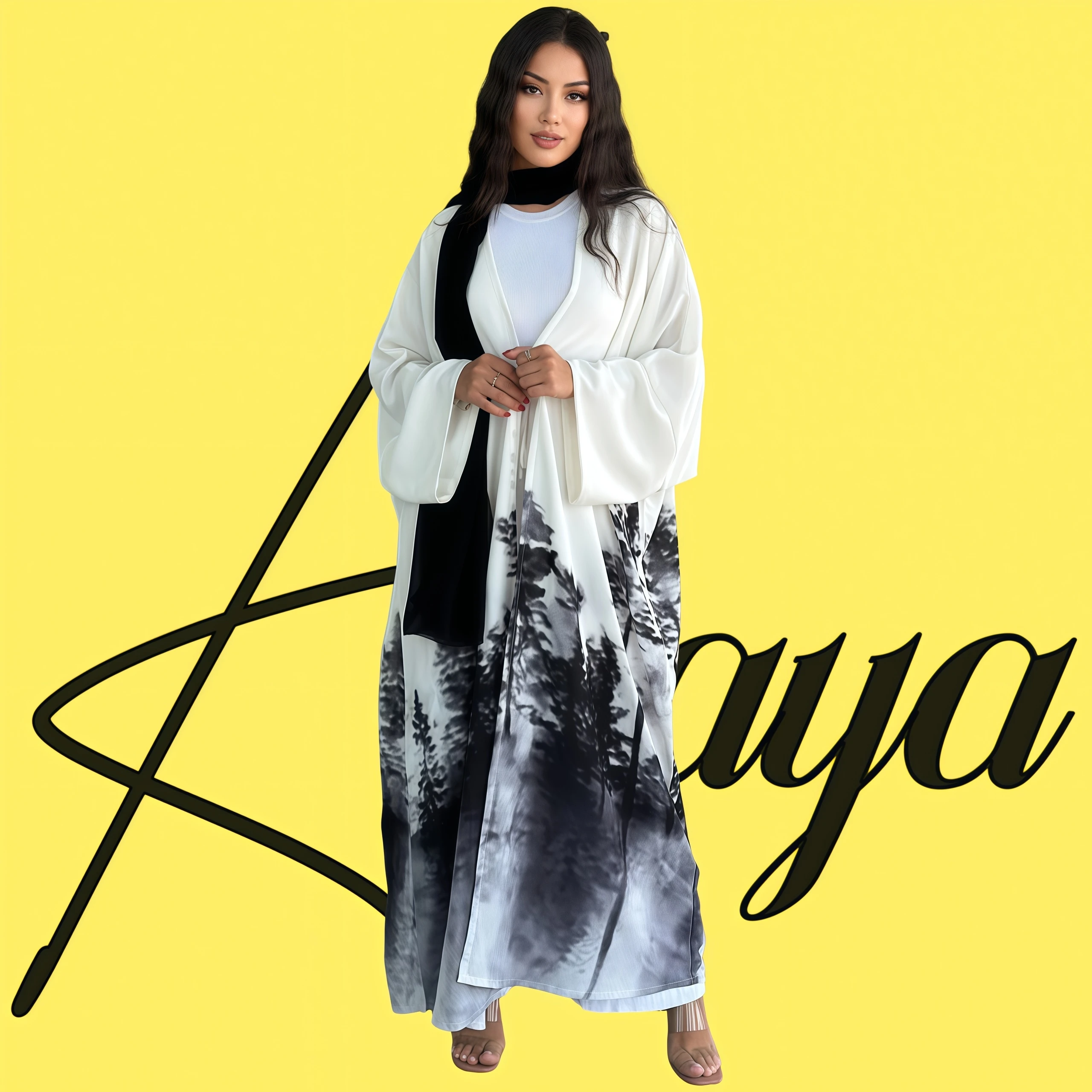 2025 Spring New Fashion Tie-Dye Poncho Women's Abaya Cardigan Design Dresses