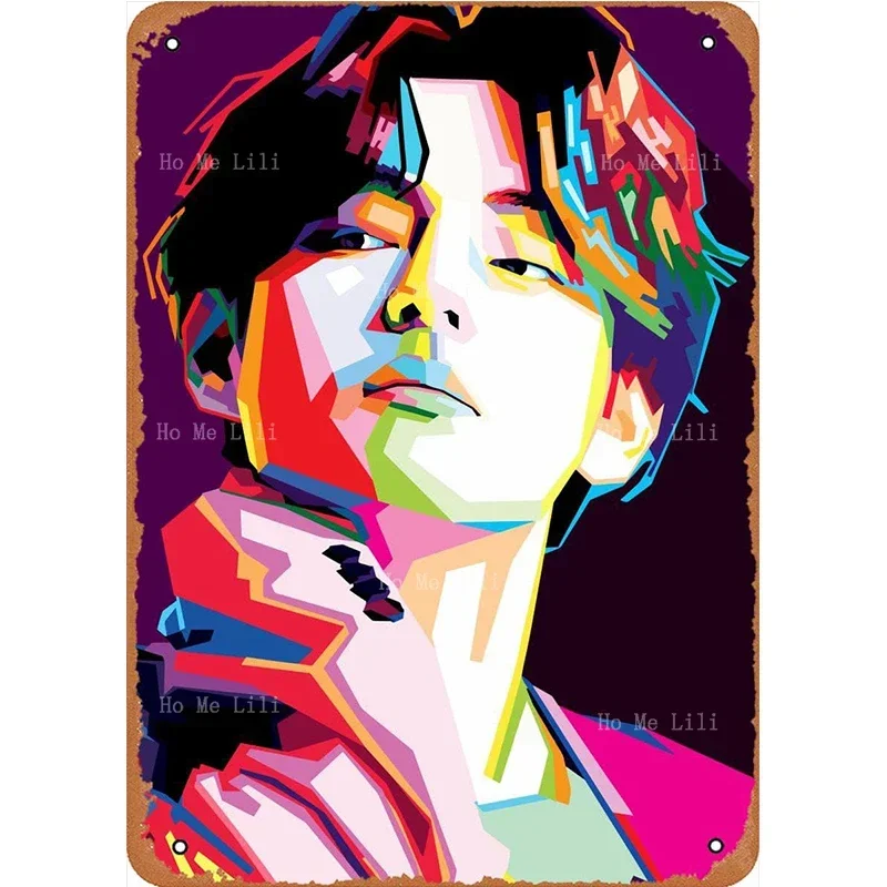 Ким Тахyung Wpap художественная металлическая жестяная вывеска плакат винтажный настенный декор Ким Тахyung Wpap художественная металлическая жестяная вывеска плакат винтажный настенный декор
