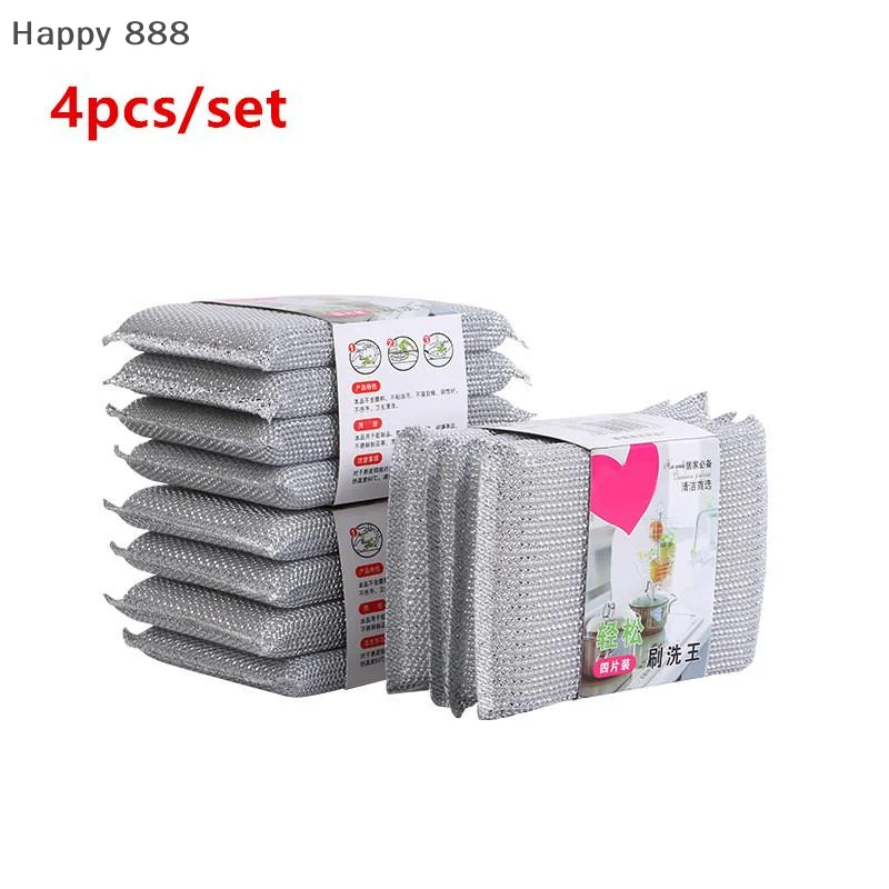 4-Piece Kitchen Dishwashing Sponge Set – Non-Scratch Scrubber For Pots And Cookware, Household Cleaning Sponge Wipes