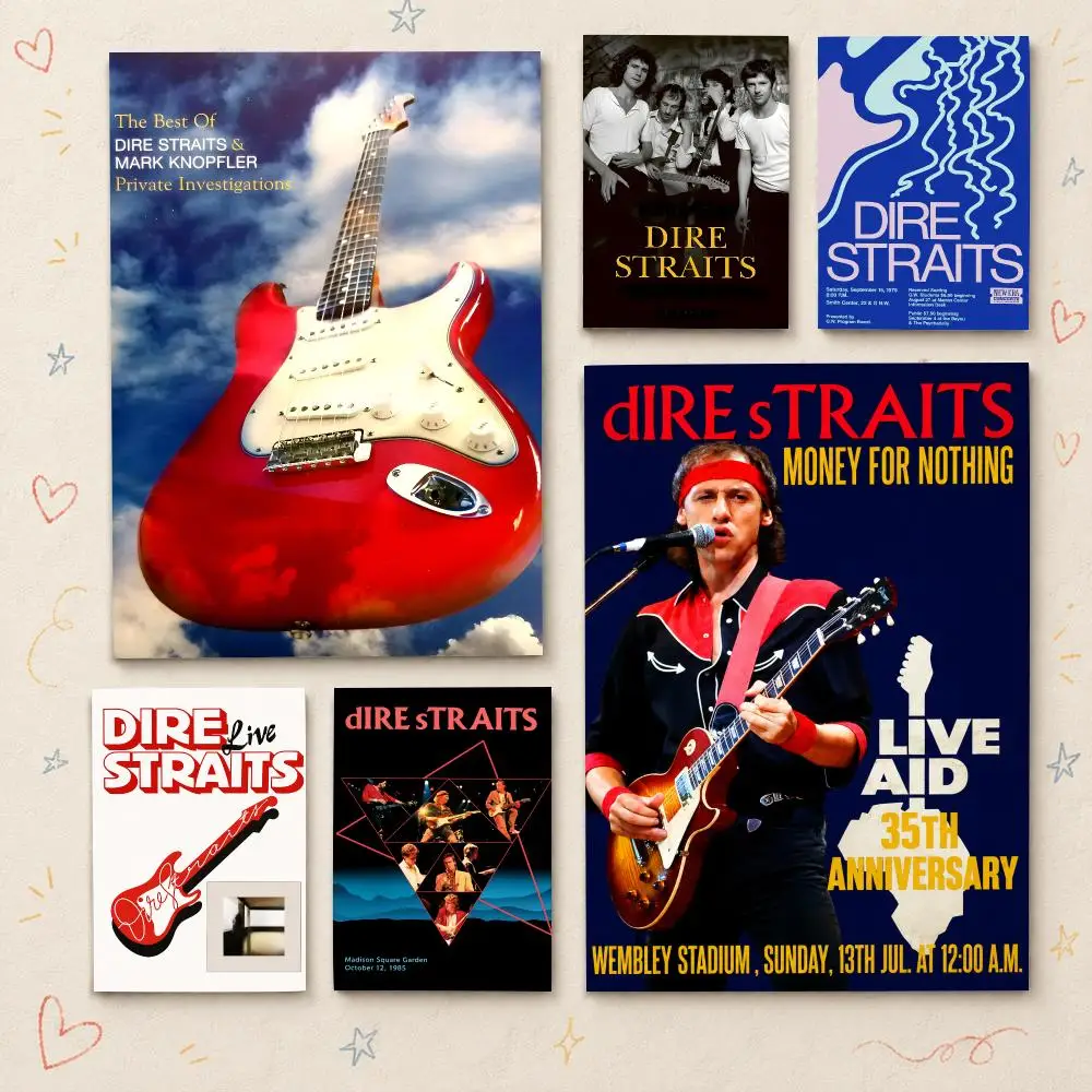 Band D-Dire Straits Poster HD PP Waterproof Wall Decor for Living Room Bedroom Gaming Room Cafe Unique Gift