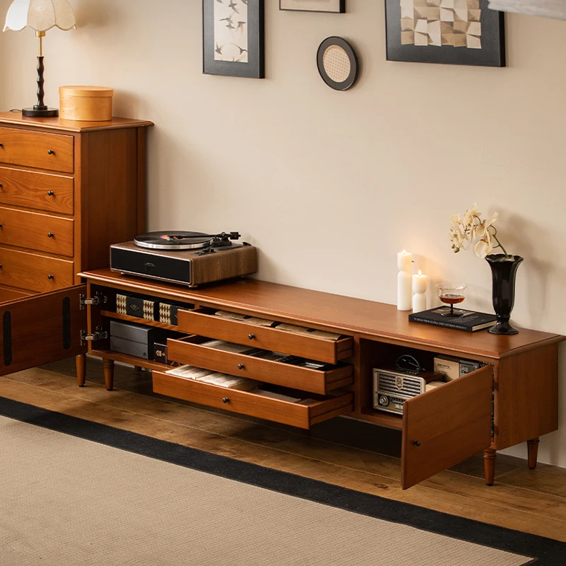 ชั้นวางทีวีสไตล์วินเทจกลางศตวรรษ ดีไซน์นอร์ดิก โดดเด่น คุณภาพสูง ชั้นวางทีวีสไตล์เรโทรสุดหรู เฟอร์นิเจอร์ทีวีคลาสสิกสำหรับอพาร์ตเมนต์