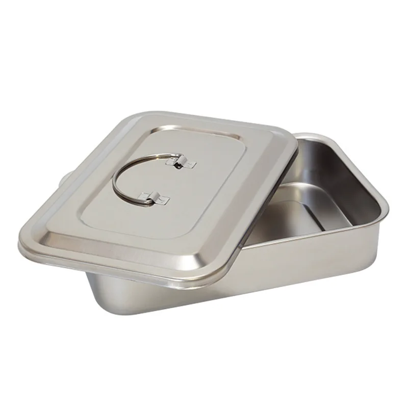 

Stainless Steel Rectangular Medical Disinfection Box Portable Storage Container Lid Clinic Hospital Use Storage Case