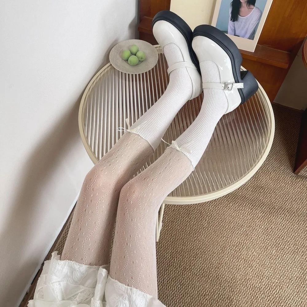 Elastic False Two-piece Pantyhose Breathable Slimming Heart Lace Stockings Stringy Selvedge Leggings Fishnet Stockings Girls