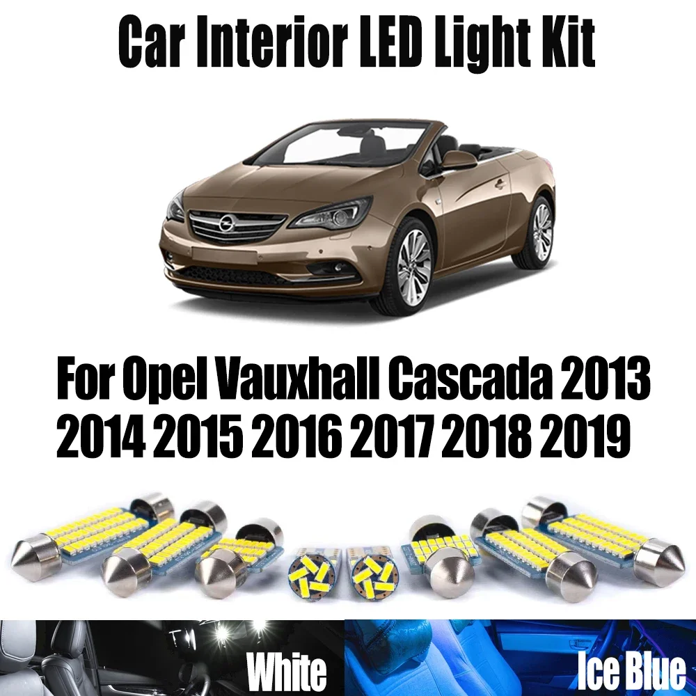 11Pcs Car LED Interior Dome Map Vanity Mirror Bulb Light Kit Canbus For Opel Vauxhall Cascada 2013- 2017 2018 2019 Accessories