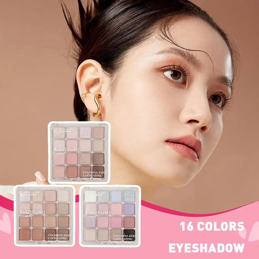 Xiaoyumi 16 Color Eyeshadow Plate Female Eye Makeup Color Plate Pearlescent Eyeshadow Eyeshadow Ground Matte Waterproof Mag M8q1