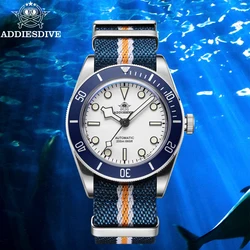 ADDIESDIVE AD2043 Sapphire White/Black Dial Automatic Mechanical Watch Bubble Mirror Glass 20Bar Dive Men's Watches Reloj Hombre