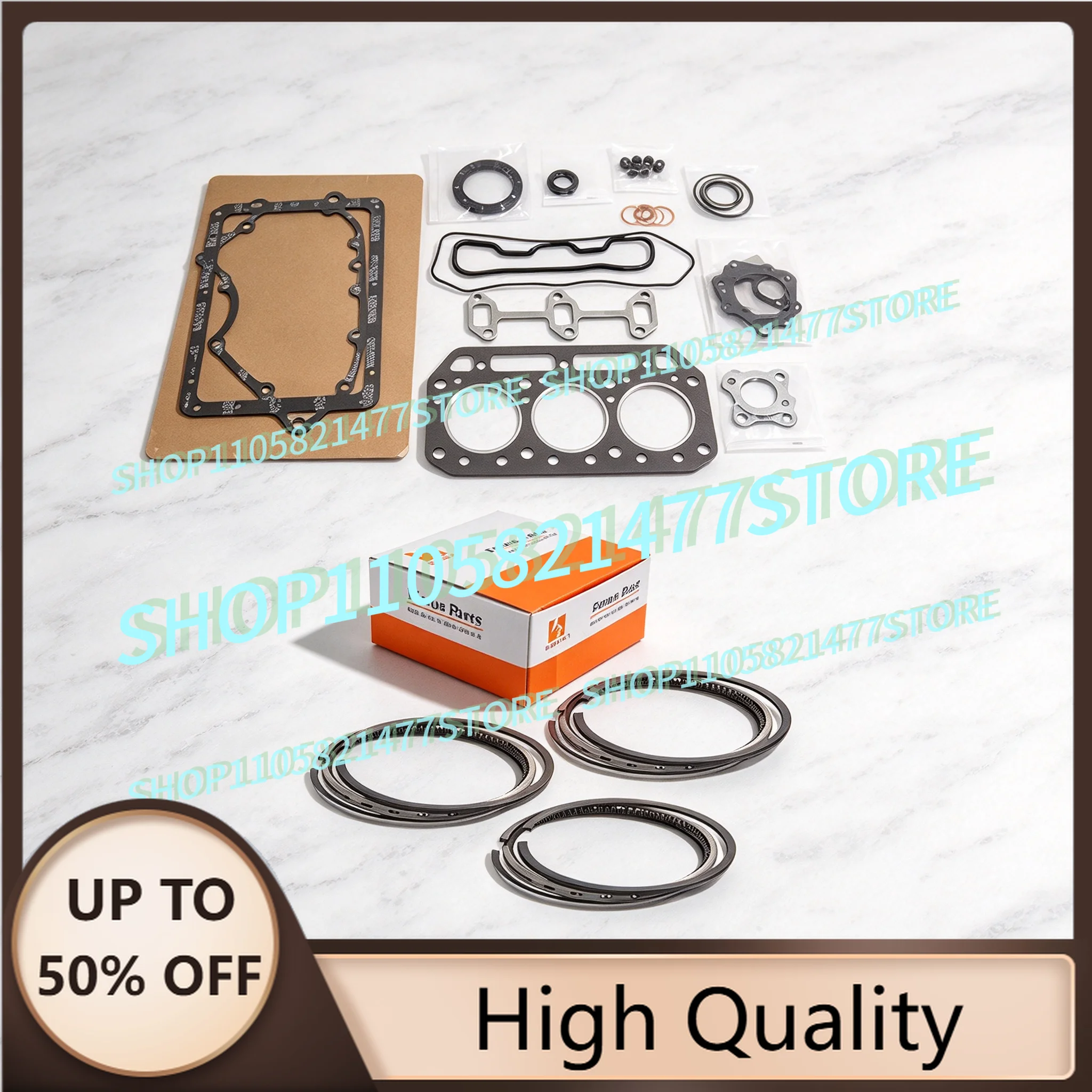 For YM 3T75 Full Gasket Set Kit+ Piston Ring 75*2+2+4 Engine With Cylinder Head Gasket Overhaul Rebuild Kit
