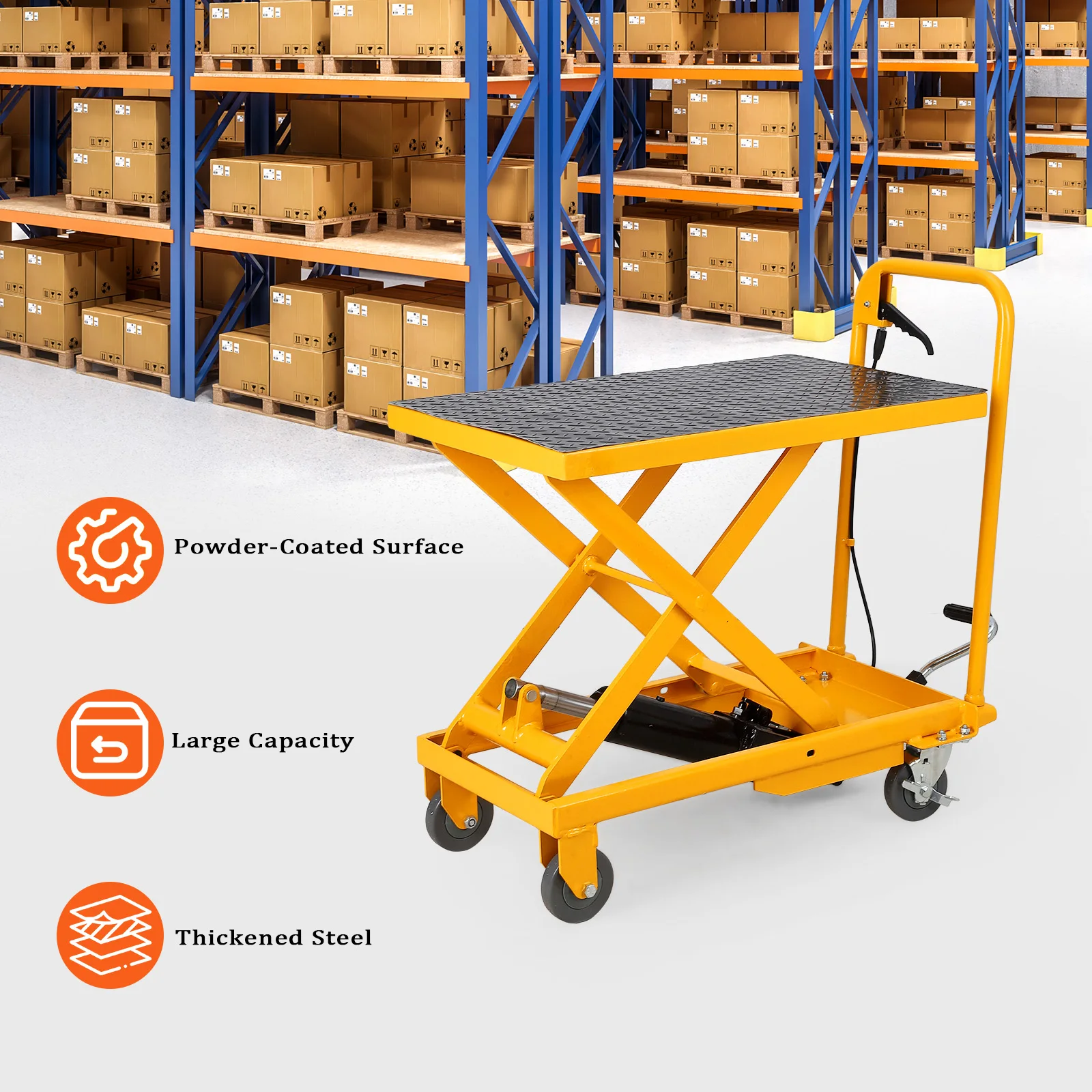 Hydraulic Lift Table Cart, 500lbs Capacity 28.4