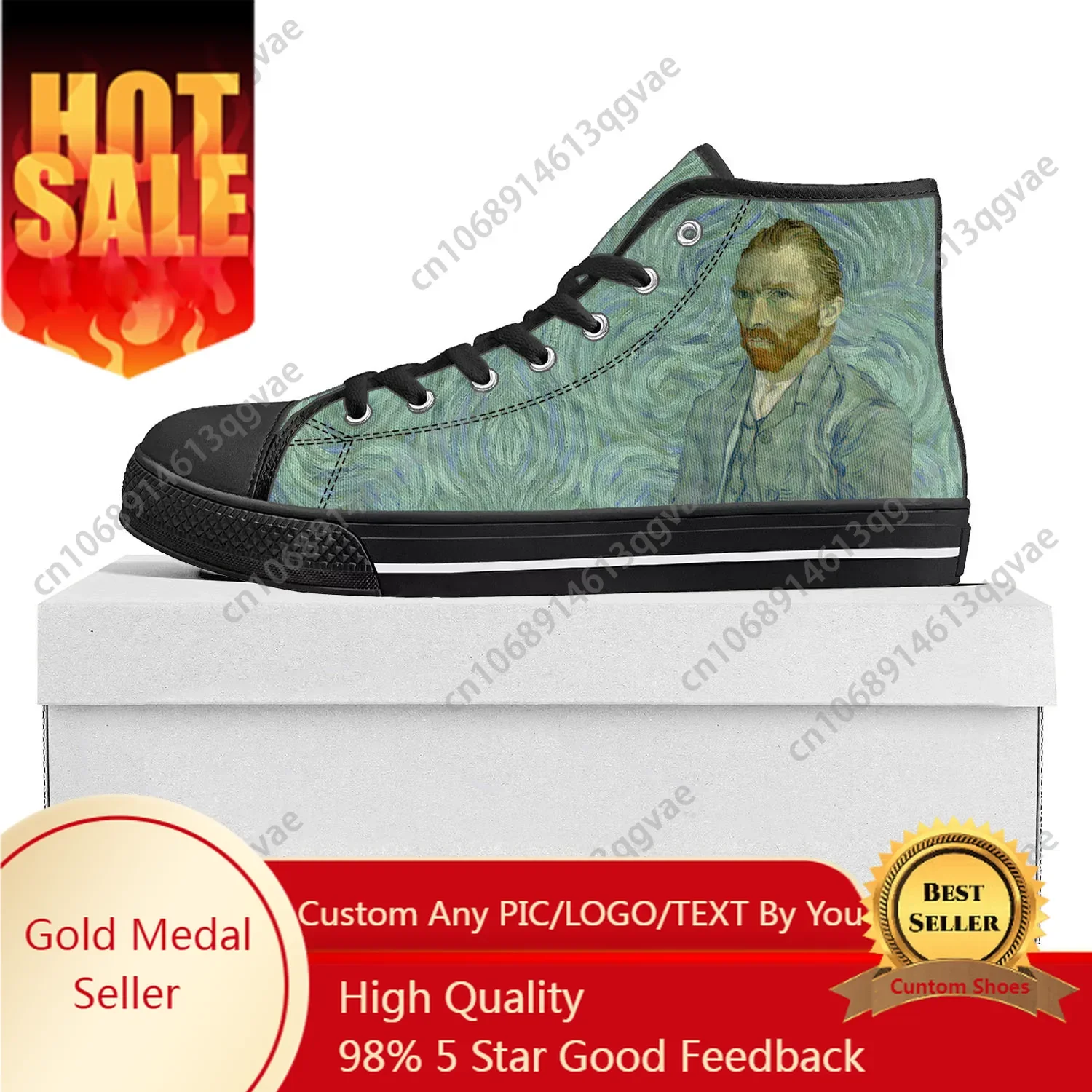 

Van Gogh Oil Painting Self Portrait High Top High Quality Sneakers Mens Womens Teenager Canvas Sneaker Couple Shoes Custom Shoe