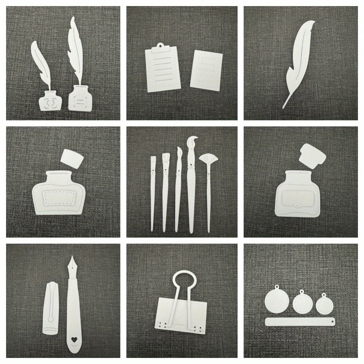 New Arrival Brush Feather Clip Pen Series Metal Cutting Dies for DIY Scrapbooking Card Making Stencil Embossing Craft Decoration