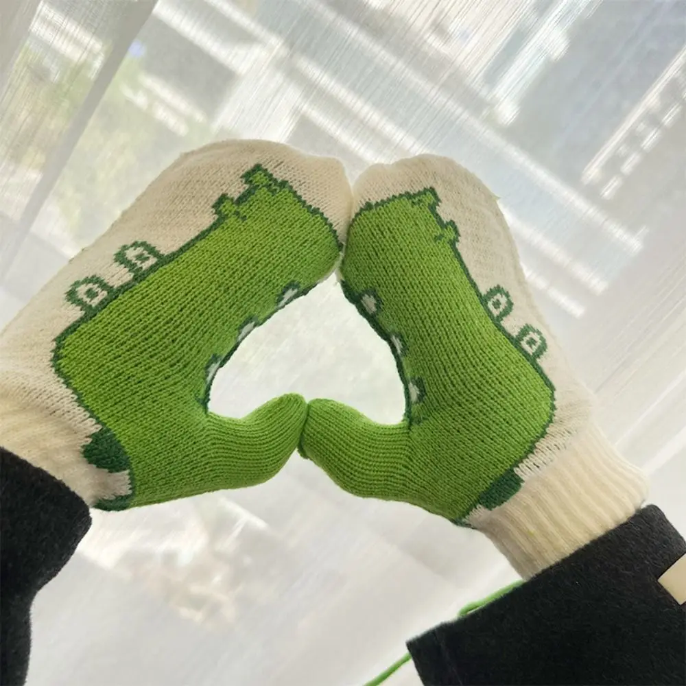 قفازات كبيرة على شكل نحلة أوزة وديناصور للتدفئة مع قفازات نسائية من الصوف السميك للحماية من البرد #5