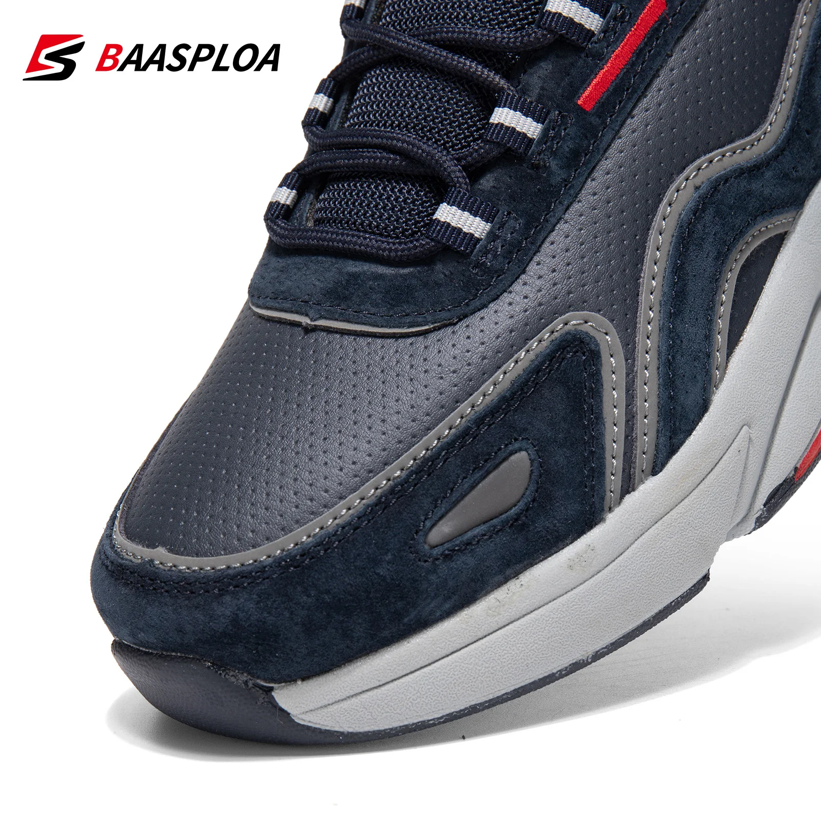Baasploa Shoes for Men Lightweight Running Men's Designer Leather Casual Sneakers Lace Up Male Outdoor Sports Shoe Tennis image 6