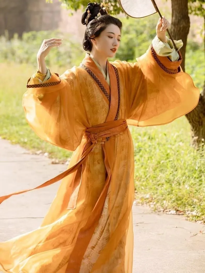 

Hanfu Dress Women Chinese Traditional Hanfu Female Carnival Halloween Cosplay Costume Orange Hanfu 3pcs Tang Suits