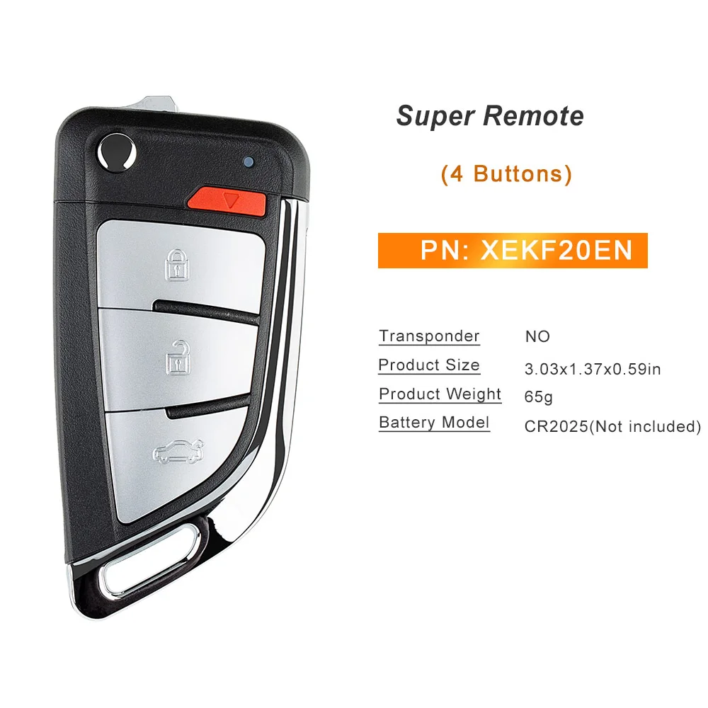 1/5PCS Xhorse VVDI Super Remote XEKF20EN Knife Type 4 Buttons Built-in Super Chip XT27A66 For VVDI2 Key Tool Max English Version
