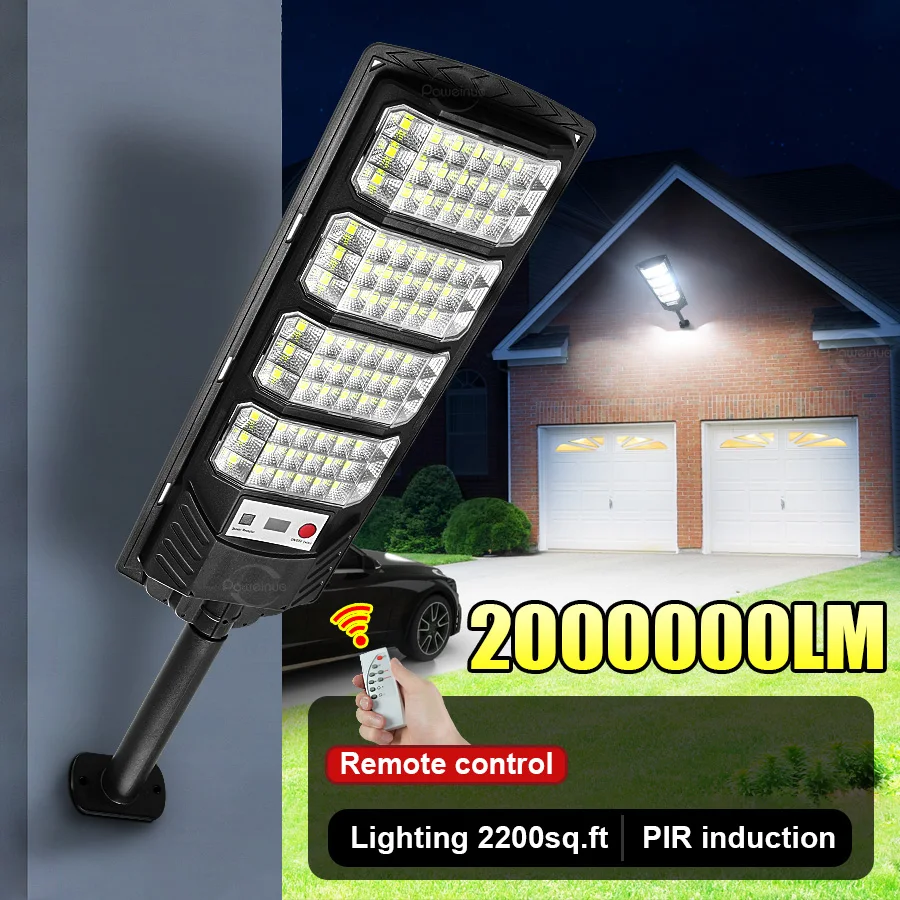 

2000000LM Newest Solar Outdoor Lights With Motion Sensor Light External Solar Lamp IP67 Waterproof Sunlight Power Street Garden