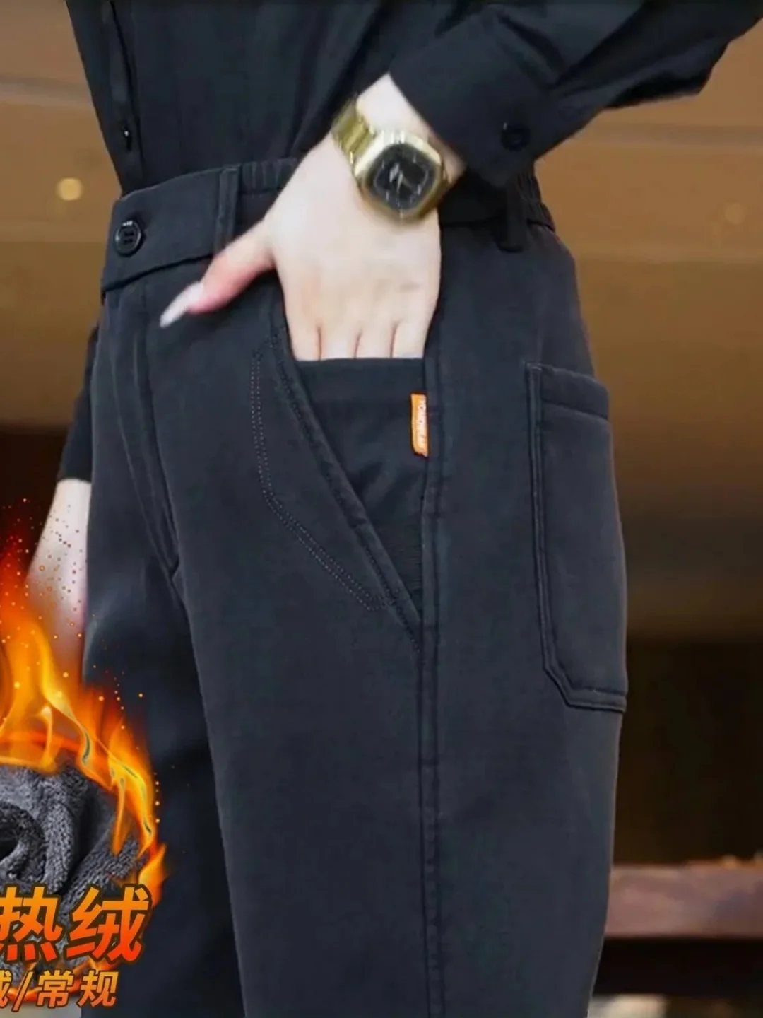 

Thiened Fce Men's Casual Pants Autumn Winter Loose Straight Leg Busin Casual Wide Leg Long Trousers Multi kets