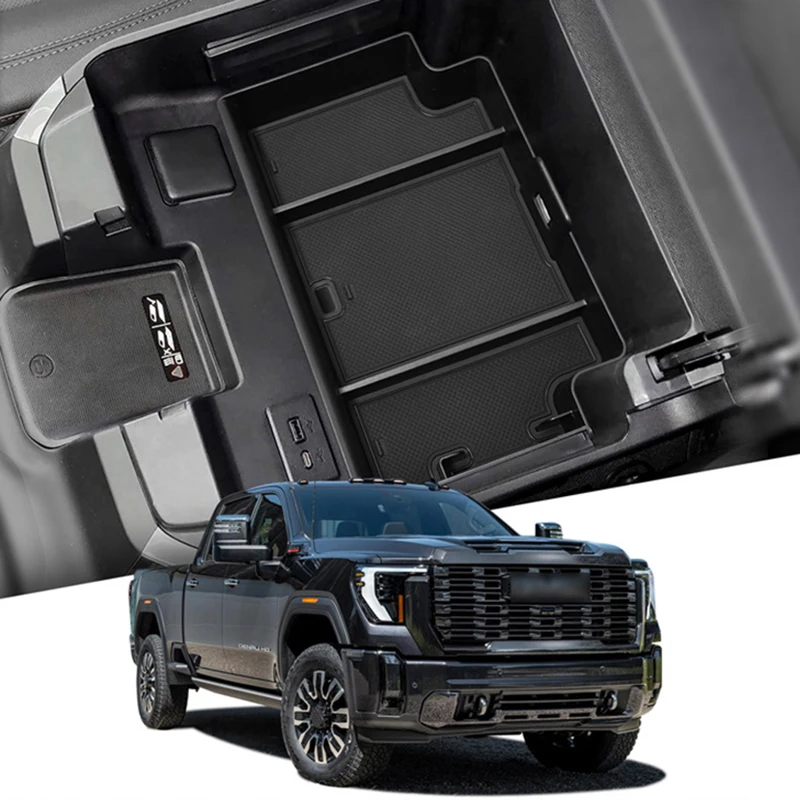 

Center Console Organizer For 2023 2024 GMC Sierra/Chevy Silverado 1500 Accessories,Insert ABS Secondary Storage Box Armrest Tray