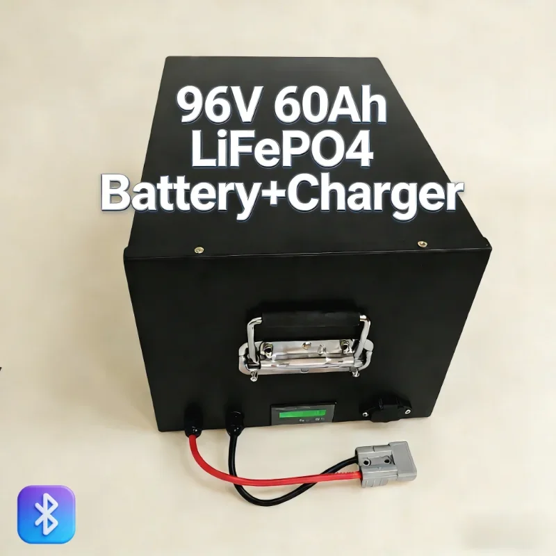 96V 60Ah 32S LiFePO4 Battery (8000W) | BMS + 116.8V 10A Charger Included for Inverter Vehicles & Off-Grid Power.