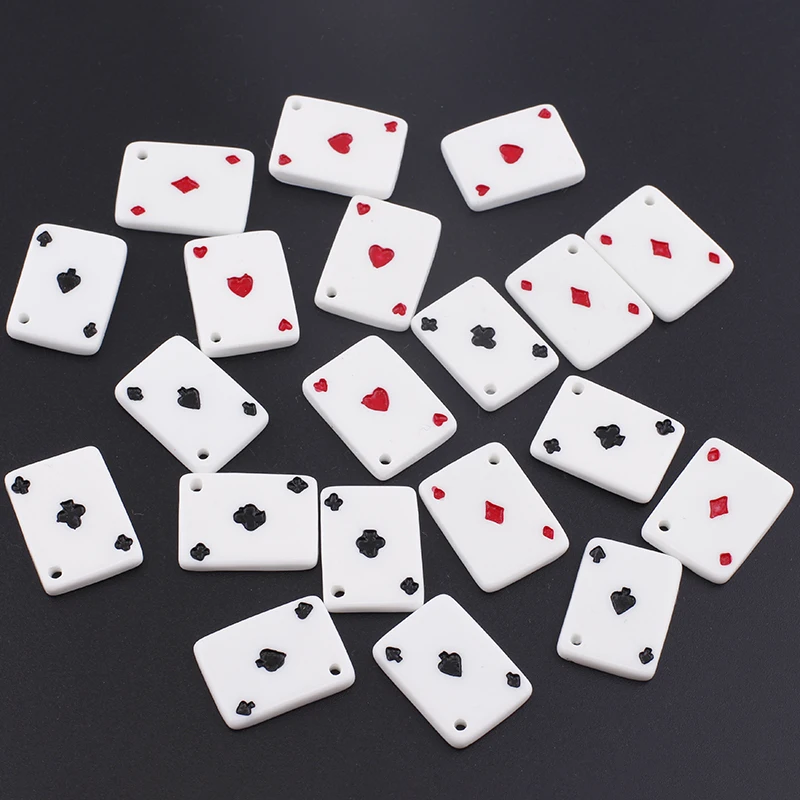 Dijes de cartas de póker Spades Ace, colgantes de resina para pendientes, collar, llavero, accesorios para hacer joyas Diy, 16mm, 10 unidades