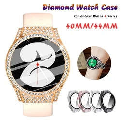 Crystal Diamonds Case for Samsung Galaxy Watch 4 40mm 44mm with Tempered Glass Screen Protector Full Protective Cover Bumper