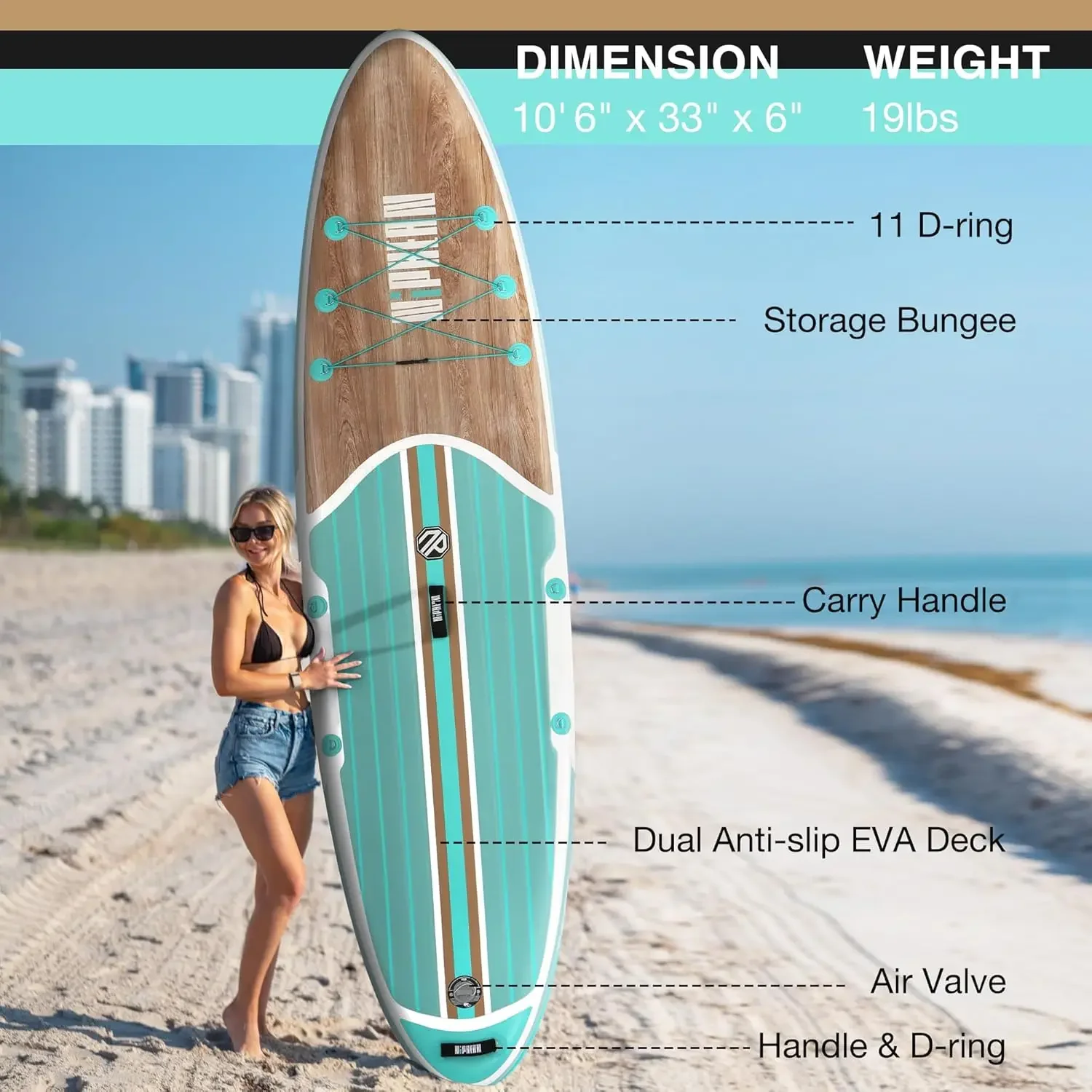 Stand Up Paddle Board with SUP Accessories, Anti-Slip EVA Deck, 10’6’’ Inflatable Paddle Boards for Adults & Youth of All Skill