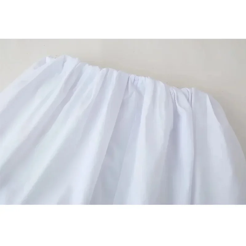 TRAF Puff Short Skirt Black Balloon Skirts For Women Summer Mini High Waist White Skirt Woman Ruched Casual Lantern Girls Skirt