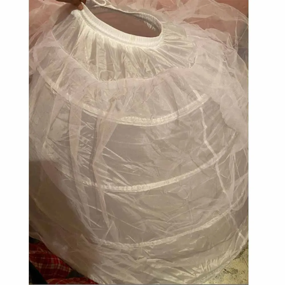 New Hot Sell 4 Hoops Big White Petticoat Super Fluffy Crinoline Slip Underskirt For Wedding Dress Bridal Gown In Stock image 4