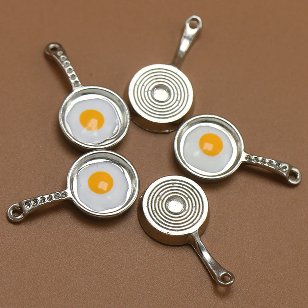 10pcs Fried Egg Pan Pendant Alloy Charms Jewelry Making Accessories for Necklace Bracelet ( Silver)