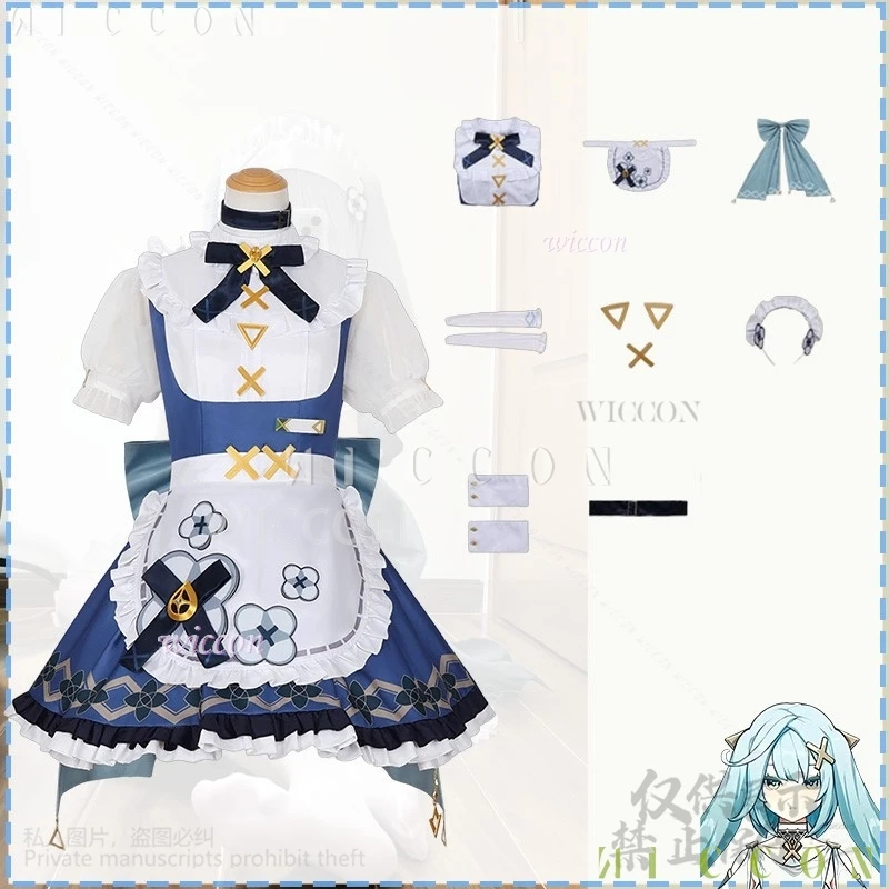 Anime Game  Genshin Impact Cosplay anime Faruzan 파루잔 Coffee Costume Dress Lolita Cute Maid Uniform Wigs For Girls Woman Cos Cust