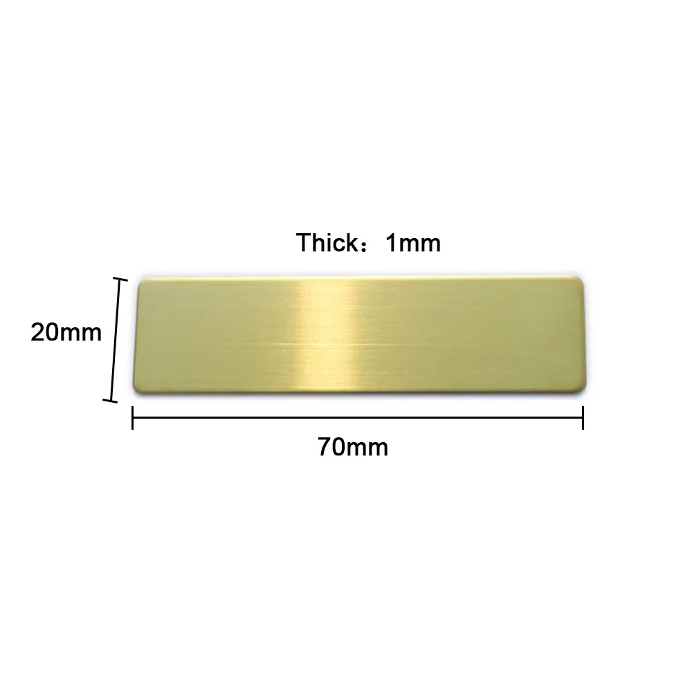 High Quality Laser Engraving Name Badge Holder Gold Black Silver Color Brushed Stainless Steel Badge Blank Material 70x20mm