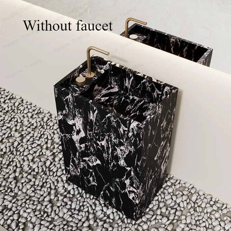 

Green Floor-Standing Vanity, Narrow-Rim Deep Basin Cabinet, Luxury Stone Bathroom Sink, Stain Resistant & Durable