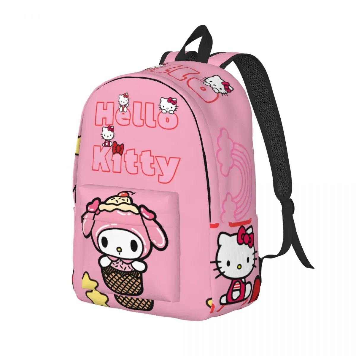 My Melody Ice Cream Plush Sticker Children's Bags Hello Kitty Children Light Weekend Picnic For Gifts Retro Washable Storage Bag