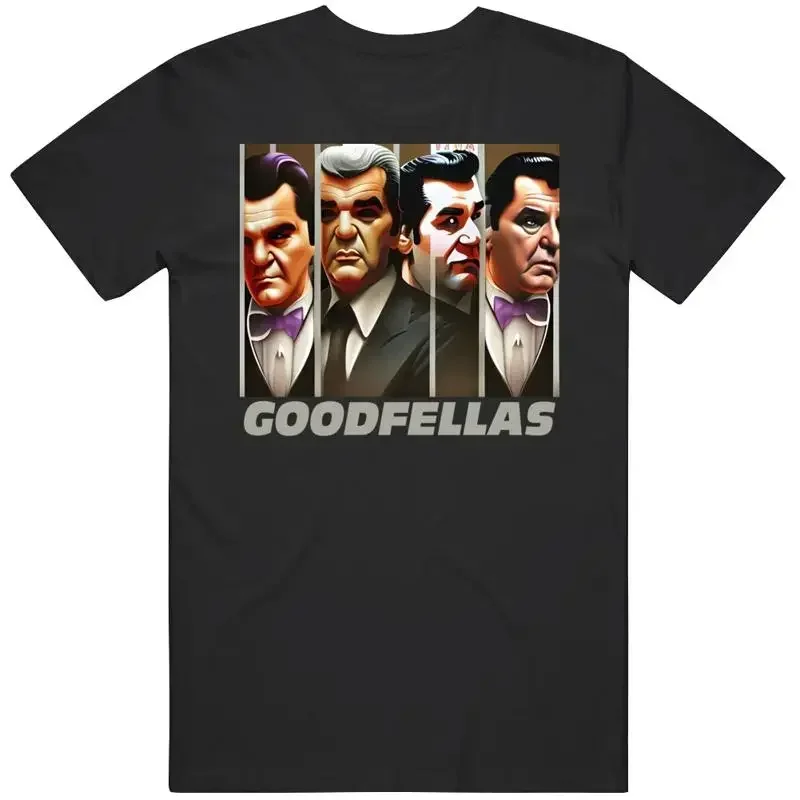 Goodfellas Three Men In Suits Bold White Text T-Shirt