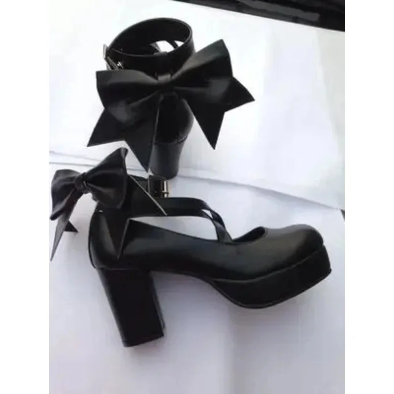 أحذية Game Magic Madoka التأثيرية، أزياء مخصصة، صنادل بعقدة على شكل فيونكة من جلد البولي يوريثان، أحذية الأميرة بكعب عالٍ للنساء والفتيات #5