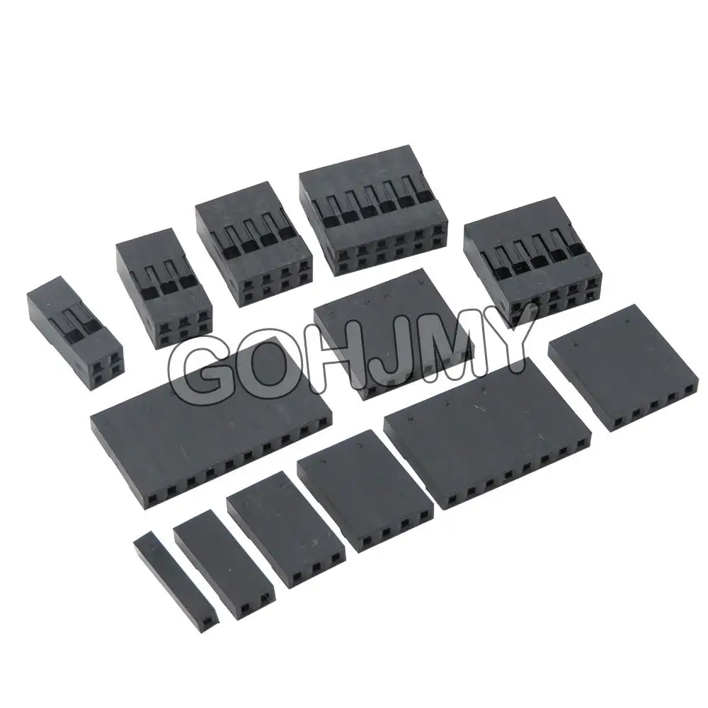 100PCS Dupont Plastic Shell 2.54mm Single /Double Row Dupont Connector 1P 2P 3P 4P 5P 6P 7P 8P 9P 10P 1*4pin/2*5pin Housing