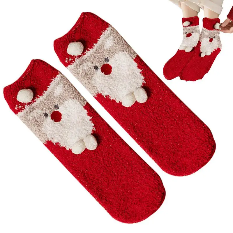 Fuzzy ถุงเท้าน่ารักยืดหยุ่น Unisex ตลก Fuzzy ถุงเท้าสำหรับเทศกาลคริสต์มาส Supply Cozy Warm Fuzzy ถุงเท้าสำหรับฤดูหนาวห้องนอนห้องนั่งเล่น