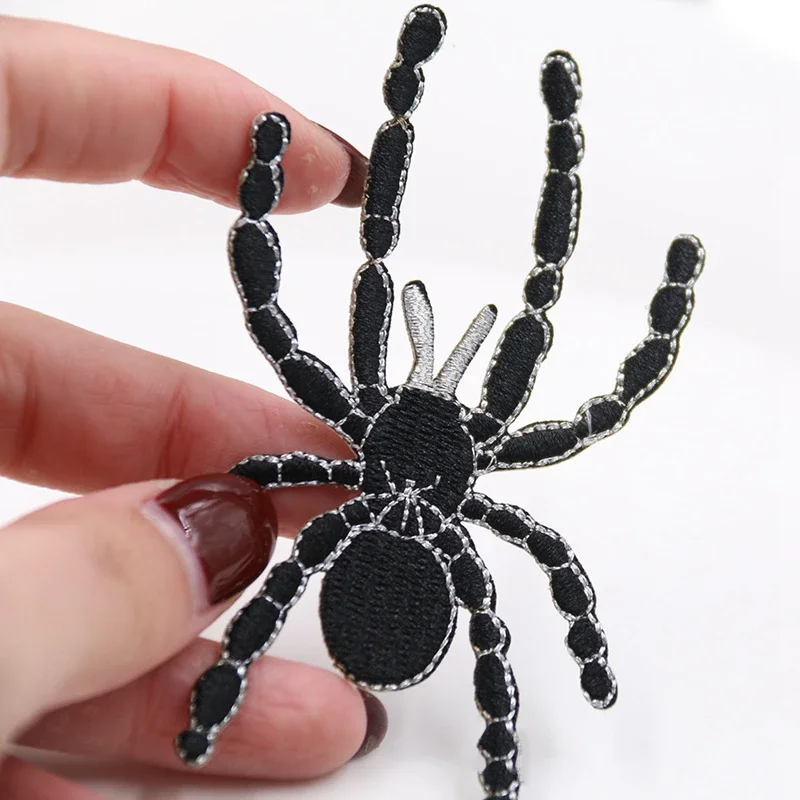 New Animals Embroidery Patches Halloween Black Spider Appliques for Clothes Sewing Supplies Diy Craft Ornament Decor Punk Animal