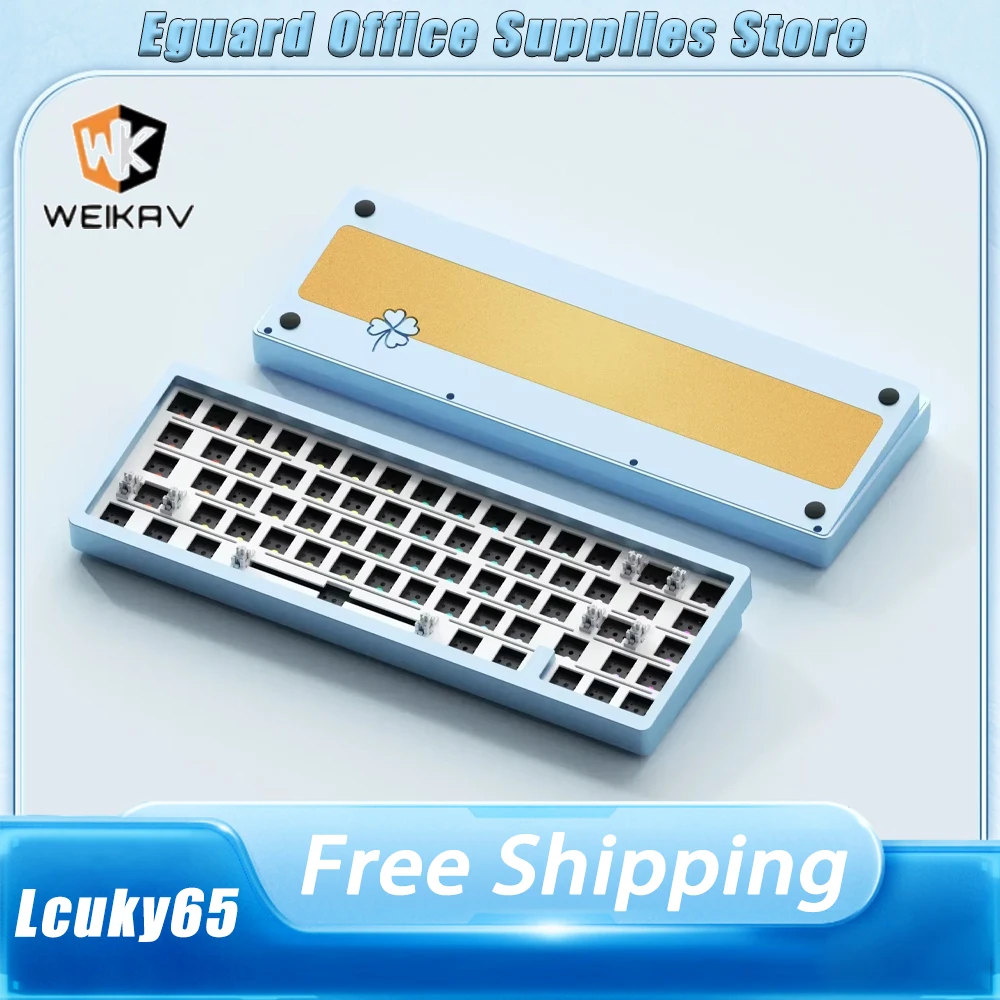 kit teclado mecanico tri mode rgb personalizar kits de aluminio jogos sem fio junta hotswap para mac win weikav lucky65 01