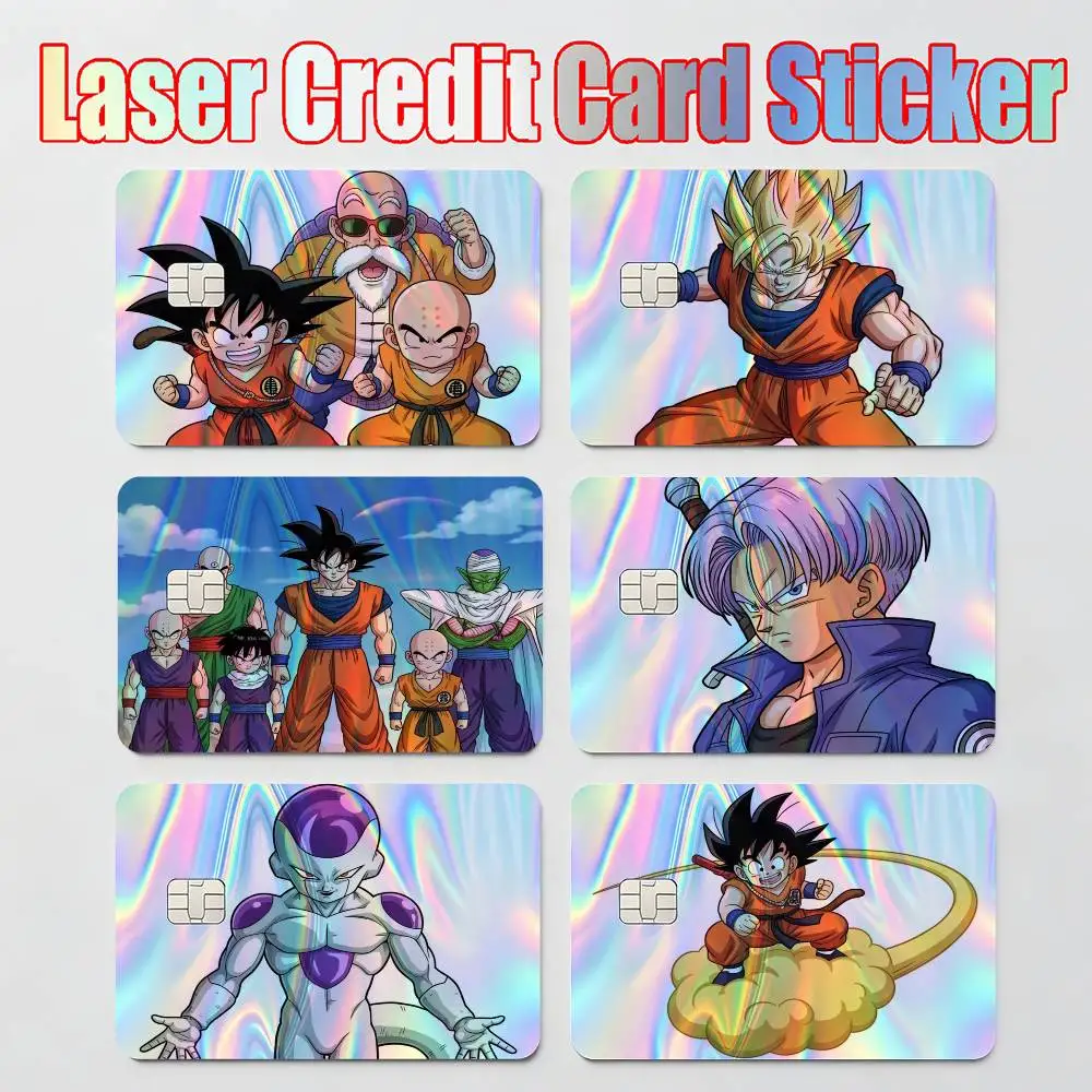 Autocollant réfléchissant laser pour carte de crédit ou de débit, motif Dragon Ball Goku Vegeta