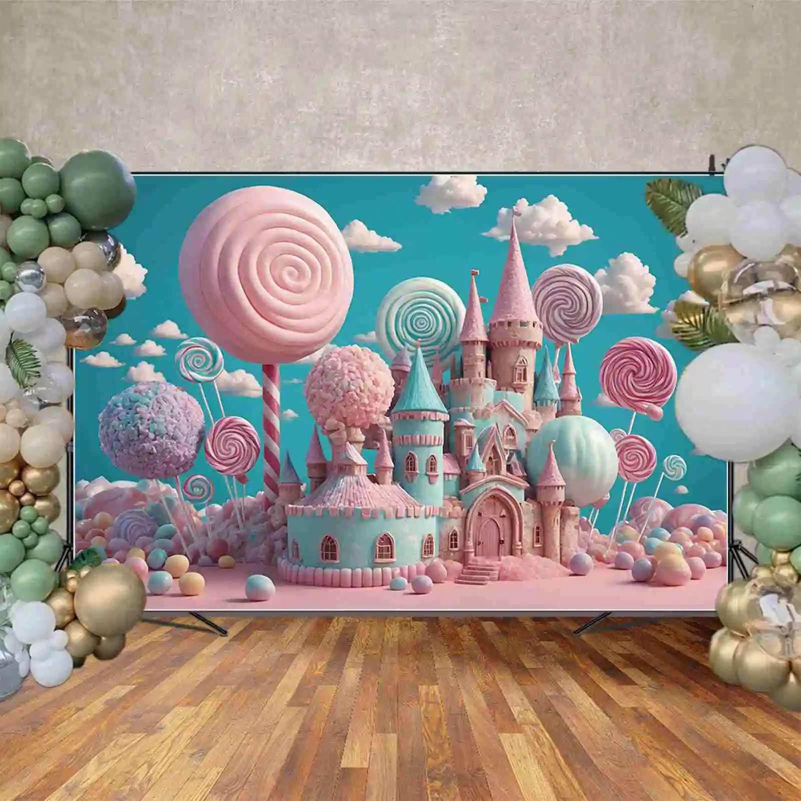 MOON.QG Candyland Candy Bar Lollipop Castle خلفية الطفل حفلة عيد ميلاد الديكور خلفية الأطفال التصوير الفوتوغرافي اطلاق النار