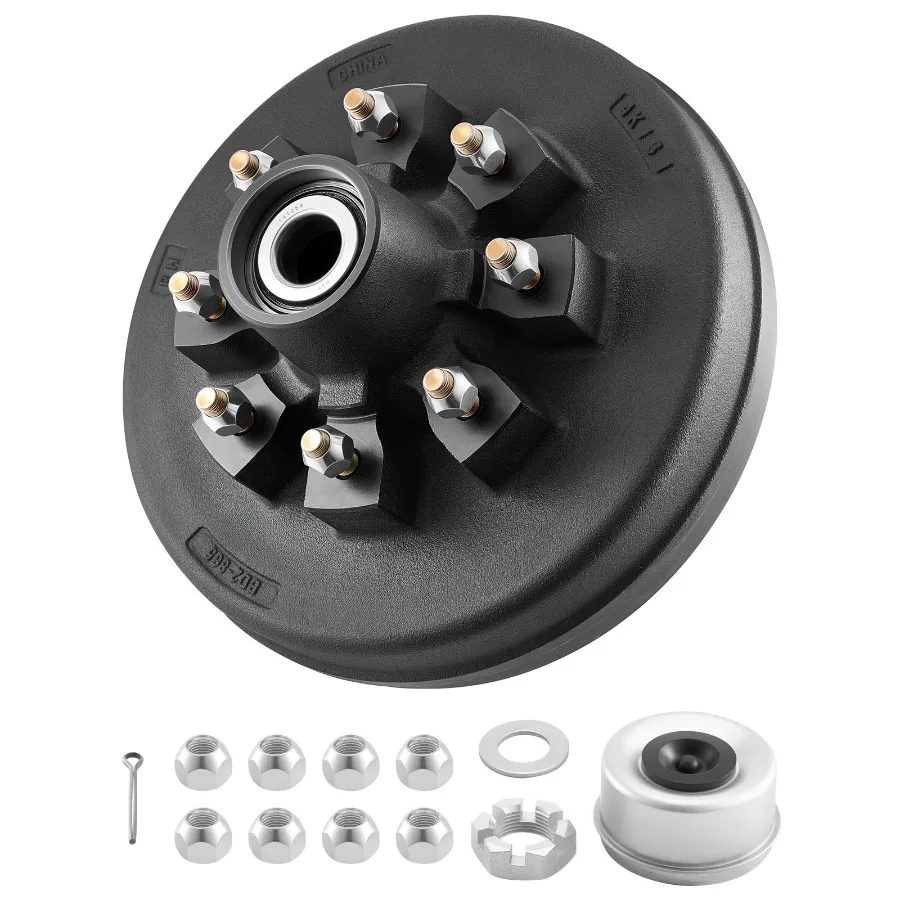 

Electric Trailer Brake Drum 1 Pack 8-Hole on 4-Inch Bolt Circle 12 Inch Diameter Black Finish Long Service Life Compatible with