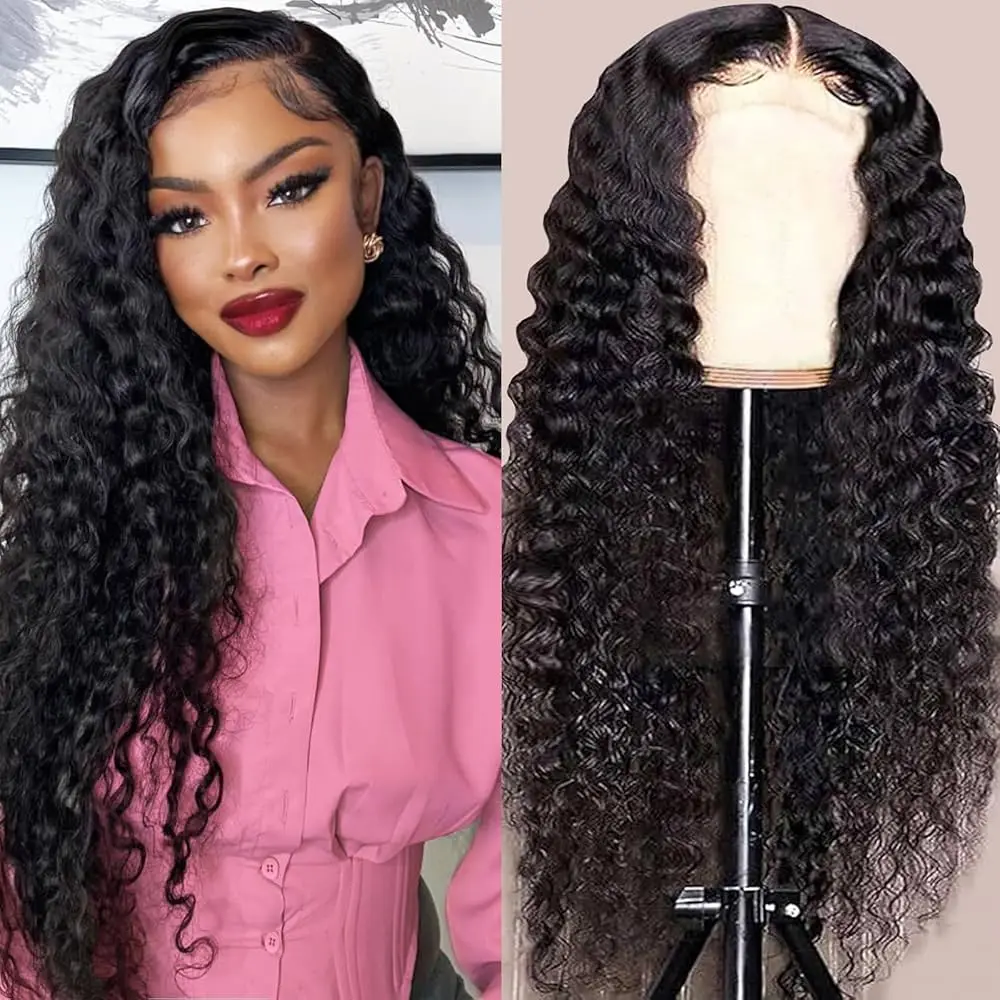 34 Inch 13x6 HD Deep Wave Lace Front Wig 200% Density Deep Wave Human Hair Wig Brazilian Virgin Curly Human Hair Wig For Women 1