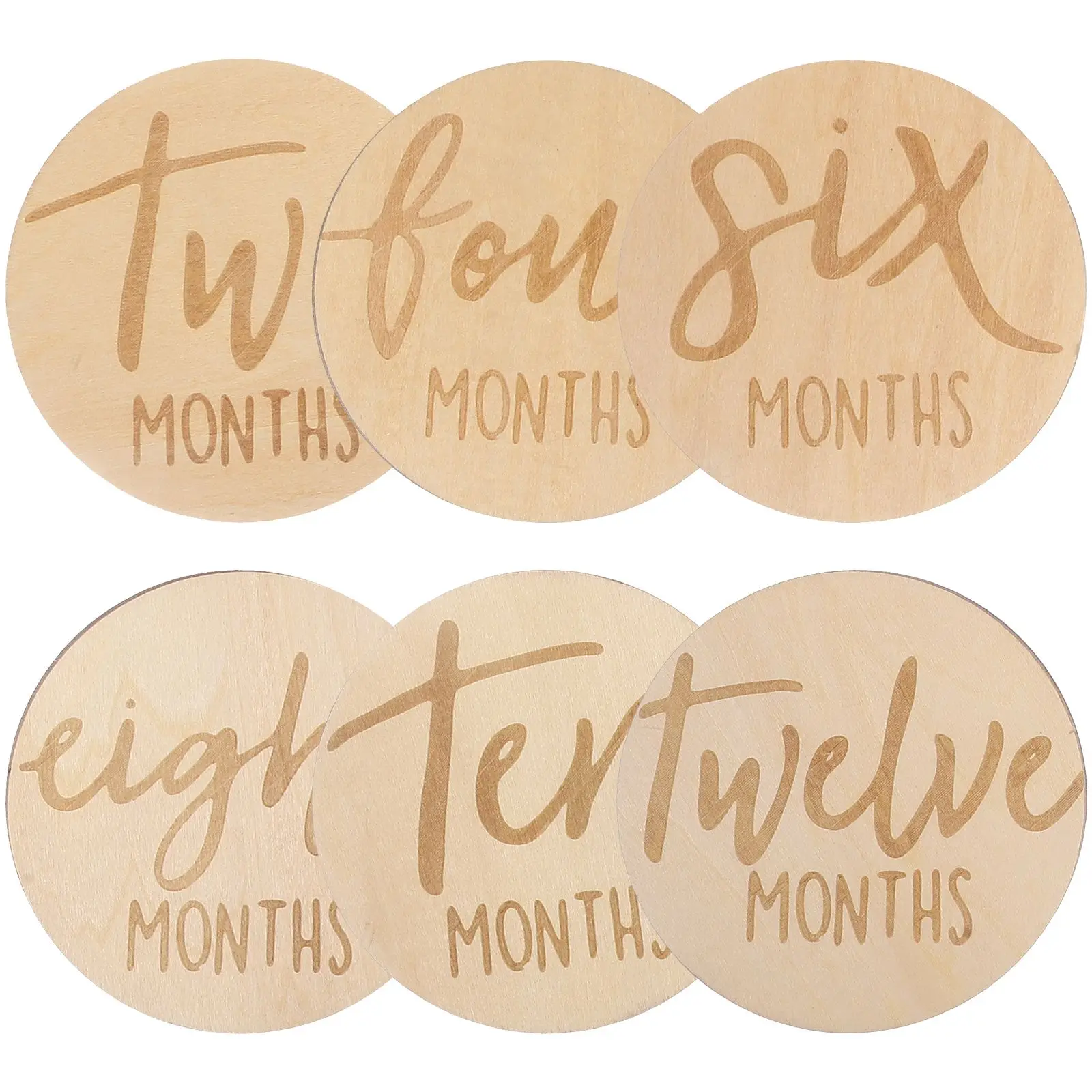6 Pcs Baby Growth Month Card Monthly Milestone Sign for Double Sided Marker Wooden