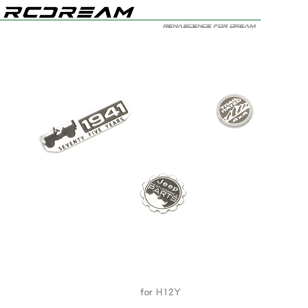 RCDream 1/12 ป้องกันแผ่นตกแต่ง Antiskid Checkered แผ่น 1941 Badge สําหรับ MJX H12Y Bonnet Upgarde ตัวเลือกอะไหล่ # R220M