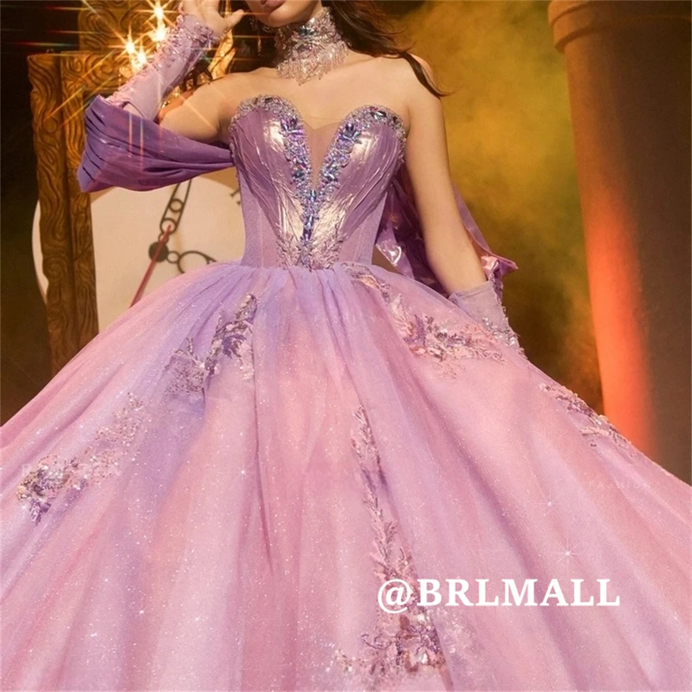 

Strapless Sweet 16 Dress Coming-of-Age Party Gown Beaded Appliques Ballgown Quinceanera Dresses Lace-Corset Women's Party Gown