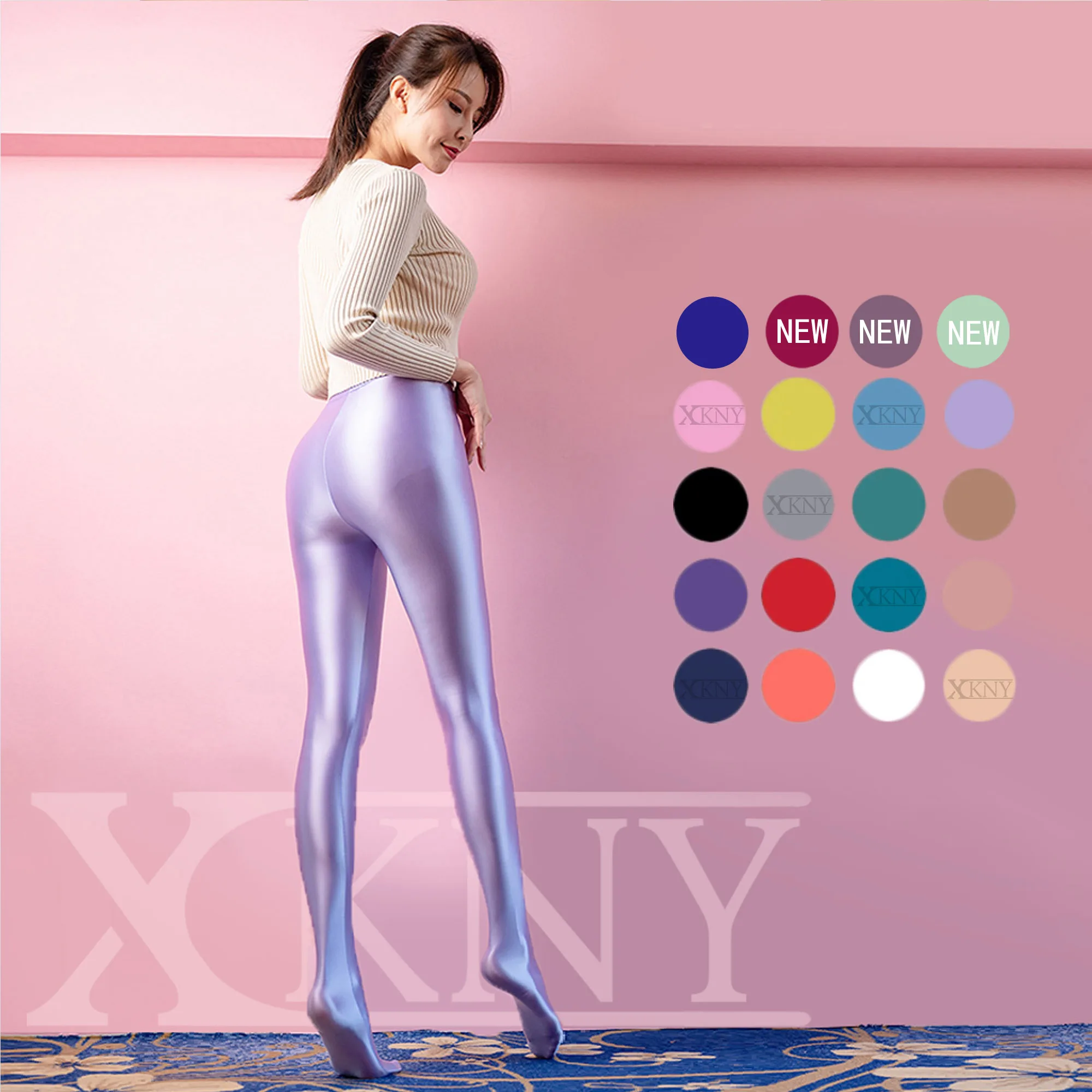 XCKNY satin glossy opaque pantyhose shiny wet look tights sexy glossy Leggings slim high elasticity yoga swim soprt glossy pants