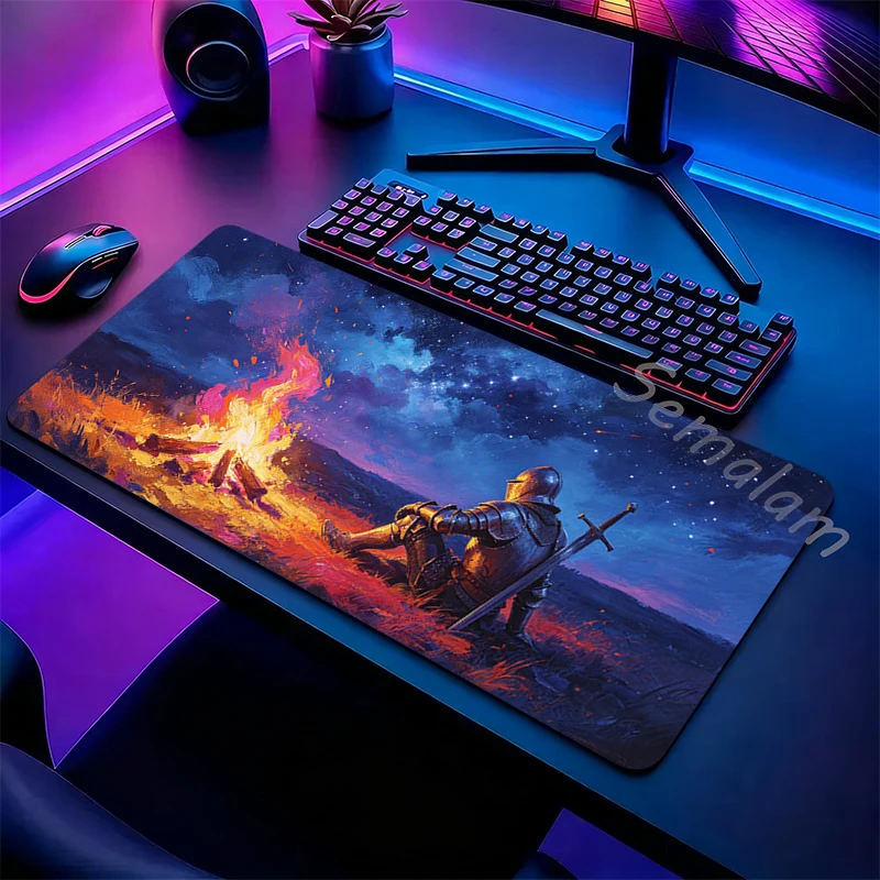 Medieval Knight Mouse Pad Large Desk Mat PlayMat for Computer PC Gamers Non-Slip XXL Gaming Office Accessories for Work and Home