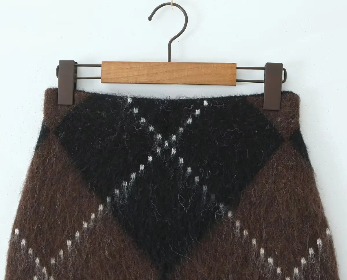 KKONDALA-Donna Casual Plaid Allentato Collo Alto Pullover Maglione O Minigonna Set Nuovo 2025 Nuovo Autunno Inverno Moda High Street Set