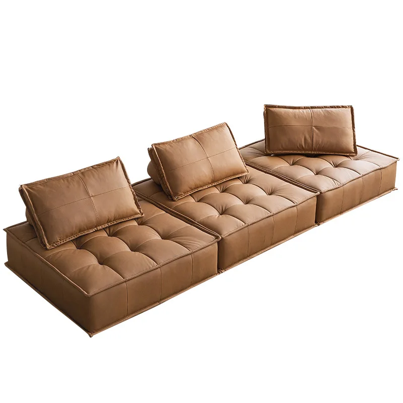 

Piedmont tofu sofa Nordic simple living room leather single sofa small apartment leather module sofas