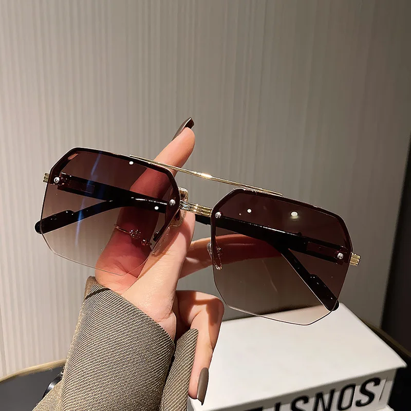 2025 NEW Men's Sunglasses Polygonal Half Frame Glasses Aviator Glasses UV Protection Sun Protection image 3